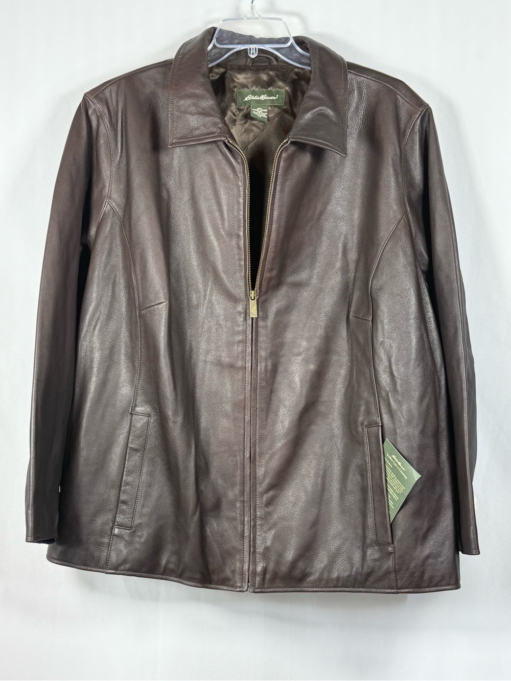 Eddie Bauer Jacket Size 4X Brown Genuine Leather Front Zip Woman’s